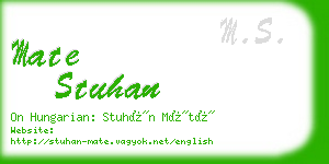 mate stuhan business card